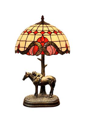 家直LHJ-TD16销12红寸巴洛克小马室台灯欧式宫廷客卧手工彩玻厂送