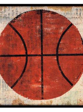 S121儿房篮足球装饰画球孩现代简约美式男卡通卧室床头壁童画挂画