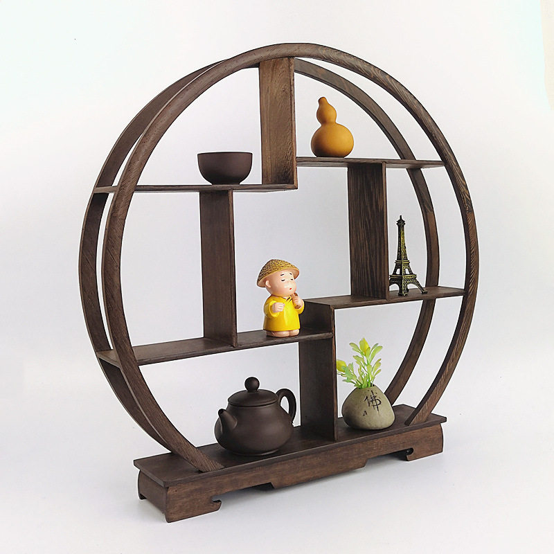 J^工艺品小博古架实木多宝架底座展示紫砂壶茶壶架子鸡翅木