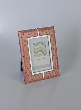 创高框档皮革相寸摆HY-80131台桌意上长方形67寸卧室像匡设计师款