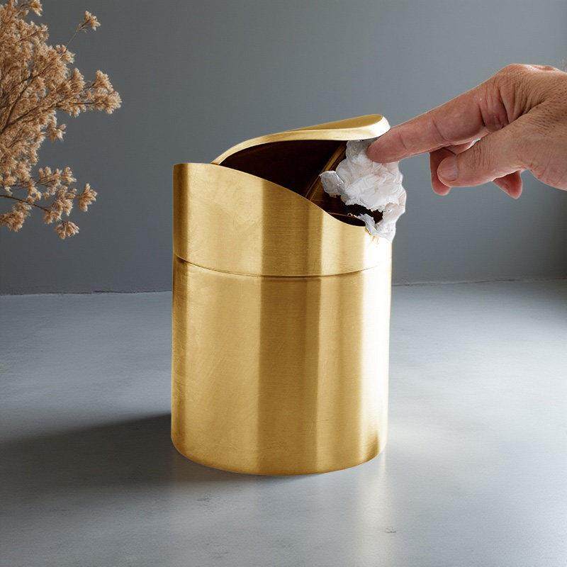 304不锈钢桌面垃圾桶金色家用办公桌台面纸篓小型车载收纳筒箱子,家庭/个人清洁工具,垃圾桶,淘宝优惠券,粉丝福利购,淘宝优惠卷