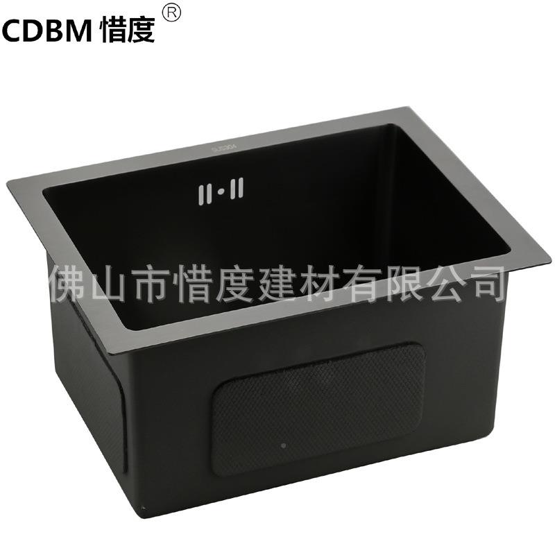 304不锈钢手黑工水槽单槽水斗纳米吧台小户型含4*3S4030N套0龙头