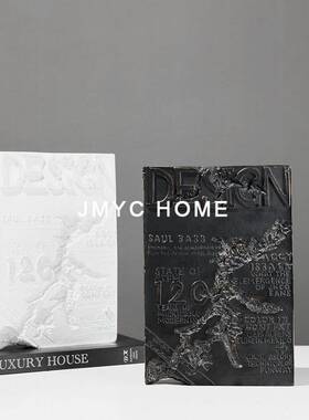 代简约复古金样属书本艺术摆件板房售楼处书房桌客仿厅现软装ZMJ