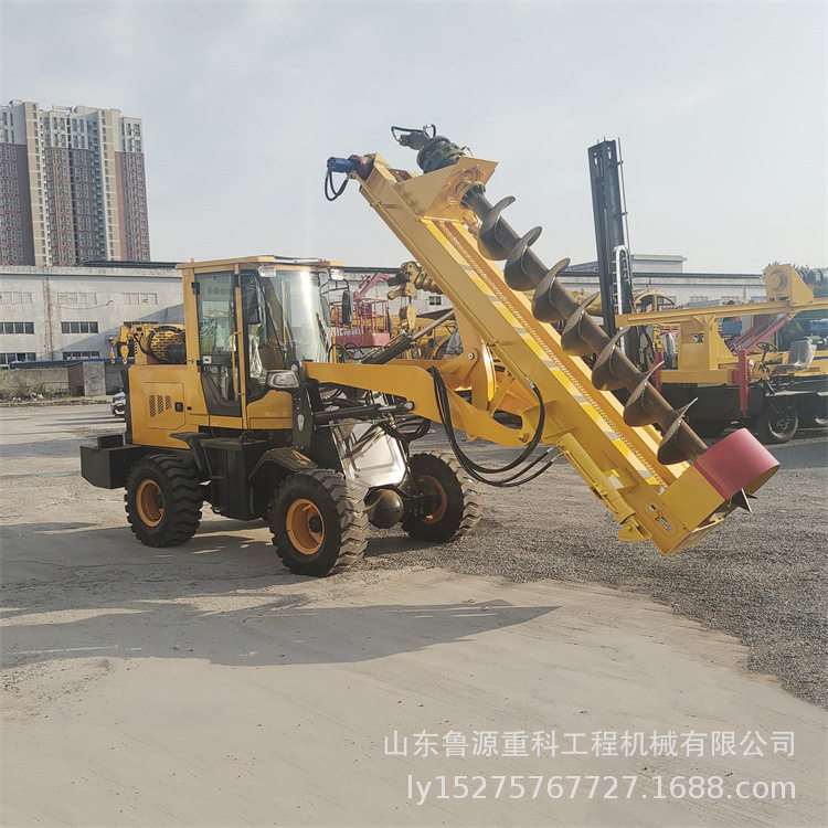铲车式光伏地基打桩机 4米电线杆钻眼机 挖机改装螺旋打桩设备