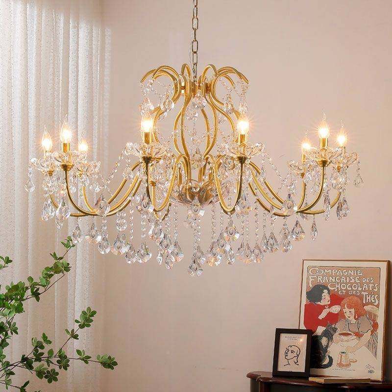 法式复古全铜水灯68美卧式轻奢高端晶客厅室蜡烛厅灯餐酒店大堂吊,家装灯饰光源,智能吊灯,淘宝优惠券,粉丝福利购,淘宝优惠卷