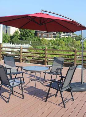 户外外桌椅五件套折叠桌椅合三件套室艺铁ILJ组折叠椅阳台休闲桌