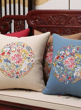 新XBI中式抱枕靠垫中背国风子沙发靠腰枕客厅飘窗床头靠椅垫枕套