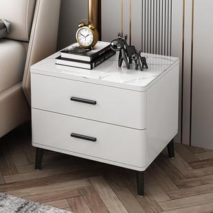 烤漆岩kqhls板床头柜轻奢现简卧约室极简高全实木床边柜整装代储