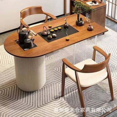 现代简约奶木阳台功茶桌椅组合小LAT户型油风家用夫实小茶台泡茶