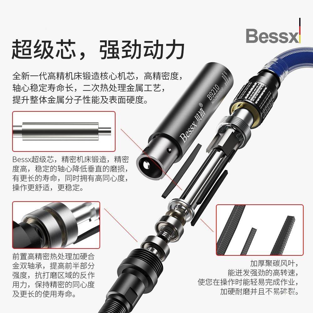 德国Bes动x贝工禧气动打磨笔业级刻磨机直磨s风磨笔手持汽836打吾