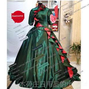 大泡演毕业音裙乐唱会演出礼服 墨绿色5旗袍立领修身 正品 202新款