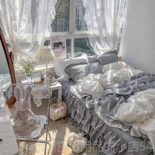 正品 1.8 优恋韩国被ins洗公主风全棉水棉床纯裙四件套棉套床上1.5