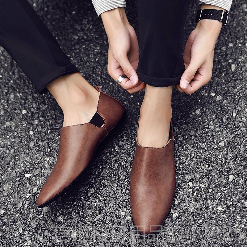 高档秋冬男子男休闲皮鞋男士英伦韩版开车豆鞋休鞋豆闲鞋懒驾人潮