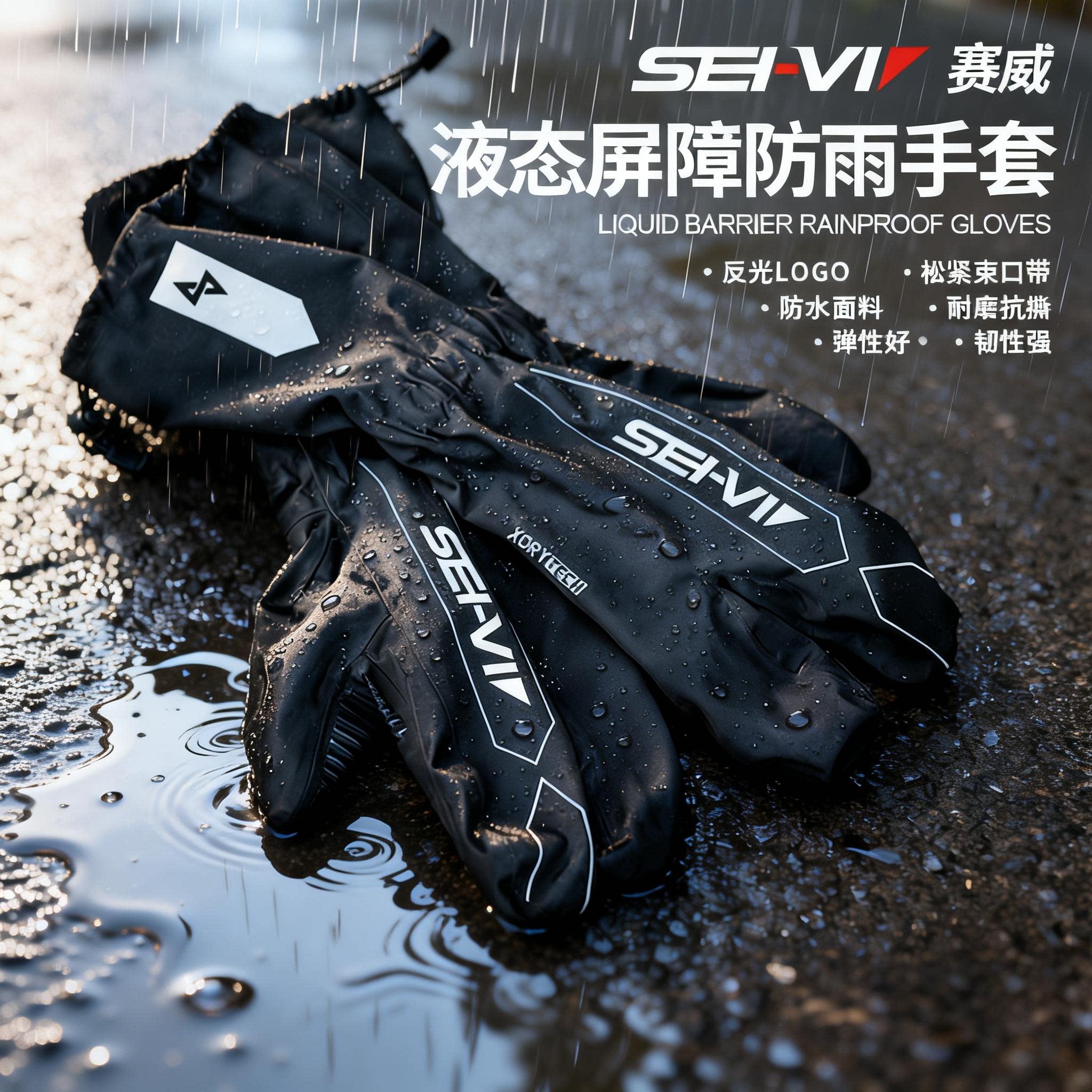 SEI-VI赛威液态屏障摩托车防雨手套户外防风外卖电动车骑手防雨罩