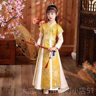 高档女童汉六一节2演025新服款 中国风出服女孩红色儿古 童国风唐装