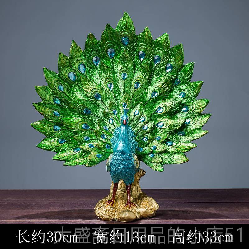 高档玄创意办公室桌面孔雀电视茶几摆件现酒代家居柜关软装饰柜品