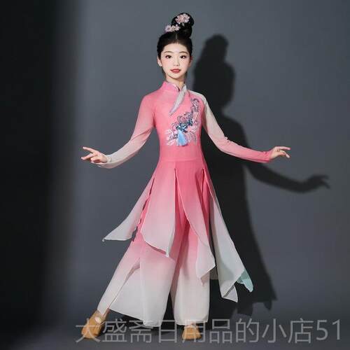高档儿古典舞演出服飘逸水芙蓉扇子舞童舞艺考幼儿剧目清舞蹈表伞