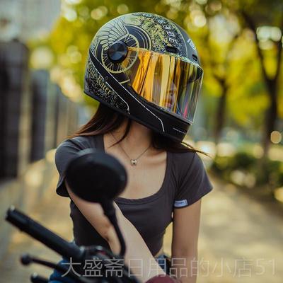 高档FASEED古头盔男女摩托车复哈车巡航全盔大码4XL机冬季3C认证V