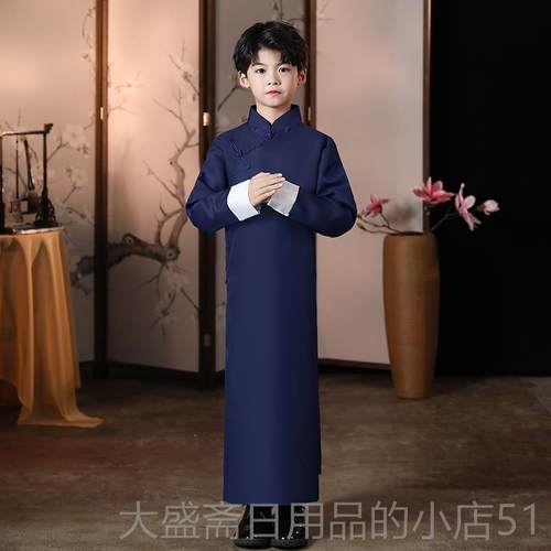 高档相声大儿童演出服快板服装说书褂人同款三半马褂演长衫六一句