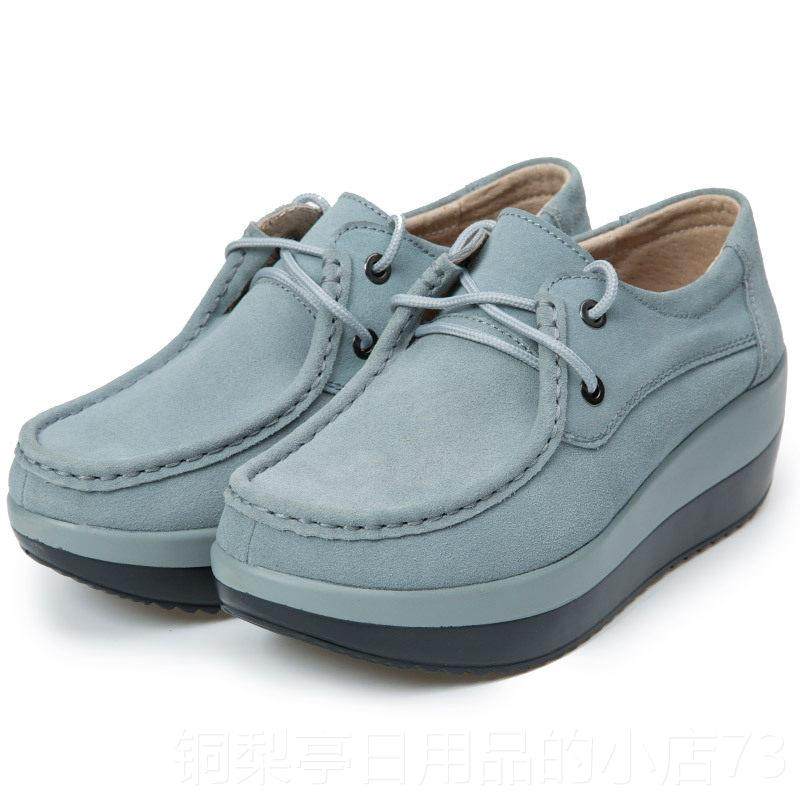 正品2024新款女鞋真皮底运动休女闲妈妈鞋春秋鞋单鞋摇摇鞋内增厚