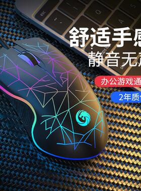 鼠标有线静音无声机械游戏专用人体工学台式办公适用惠普联想