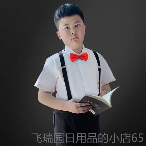 正品胖演出服男童大童加肥加大合唱持人礼服儿童白衬衫黑裤子童套