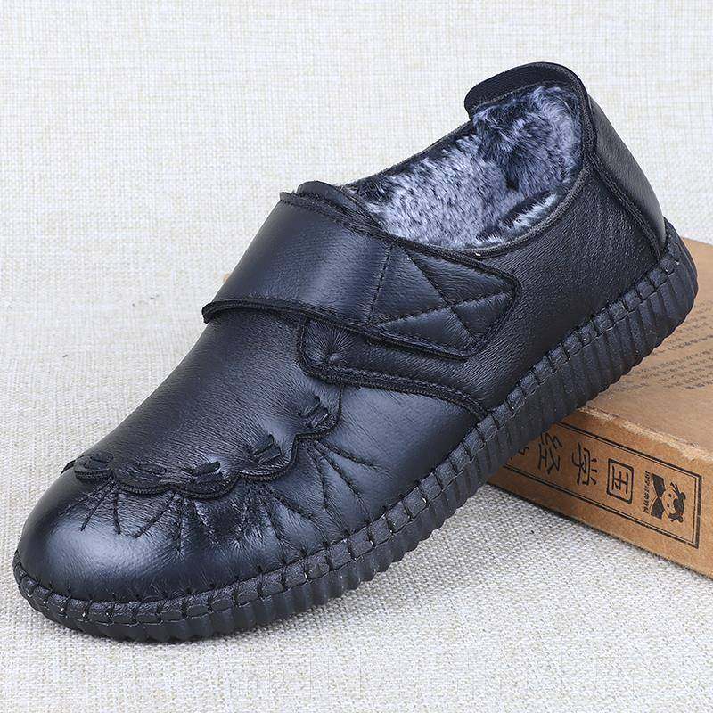 正品老北京女棉鞋加防绒保暖软底魔术贴滑妈妈女鞋筋底舒适棉布鞋