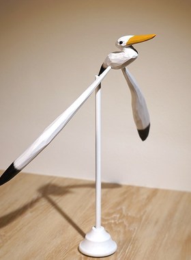 平衡海鸥手工木雕小摆件卡通可爱治愈趣味办公室电脑书桌面装饰品