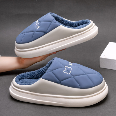 防水棉拖鞋男士秋冬季2023新款室内家居防滑防臭踩屎感保暖棉拖女