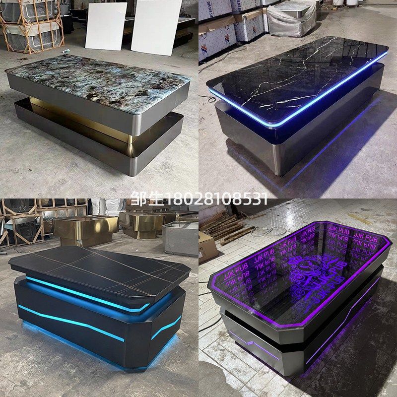 KTV茶几定制酒吧夜场会所不锈钢化玻璃大理石发光台酒吧桌卡座,商业/办公家具,酒吧桌,淘宝优惠券,粉丝福利购,淘宝优惠卷