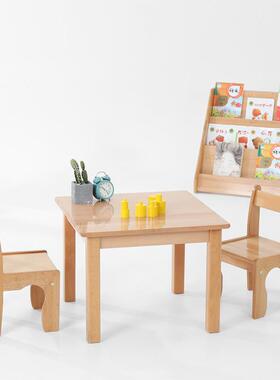 7T儿园早教蒙氏桌椅榉童OUM长儿桌方桌圆桌子实木木餐桌书桌幼木