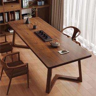 胡桃木茶桌VRD椅家组合实木书桌客厅茶台轻奢用代办公桌原木大现