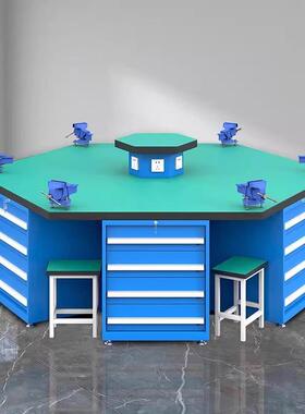 重型位工FVI作作人台钳工台六操作台六边型工桌车间实训桌