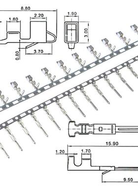 1PHM120Pcs2.54mm2345678母9针公SM公针插外壳母排压接端子连接