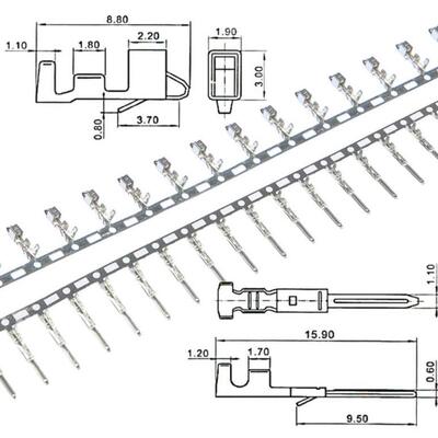 1PHM120Pcs2.54mm2345678母9针公SM公针插外壳母排压接端子连接