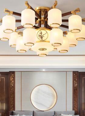 风全铜古实木新中式吸顶灯客RVD厅灯典大气中国餐厅别墅复式楼铜