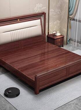 新中式乌木木床主卧1.8米双人金床现代5简约小73458实户型1.米储