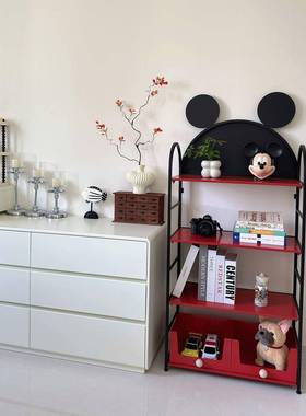 儿童靠书架家卧室落地墙玩具本绘收QYB纳架不占用空间多层铁艺置