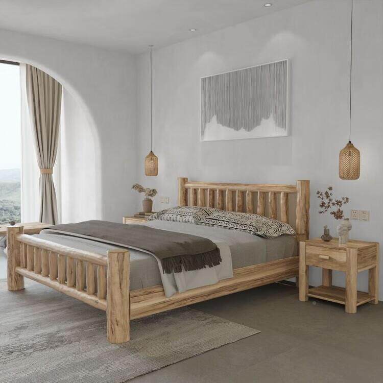 原生实木床家用民31125宿床自然纯柏木全实木现中式硬风代板态双