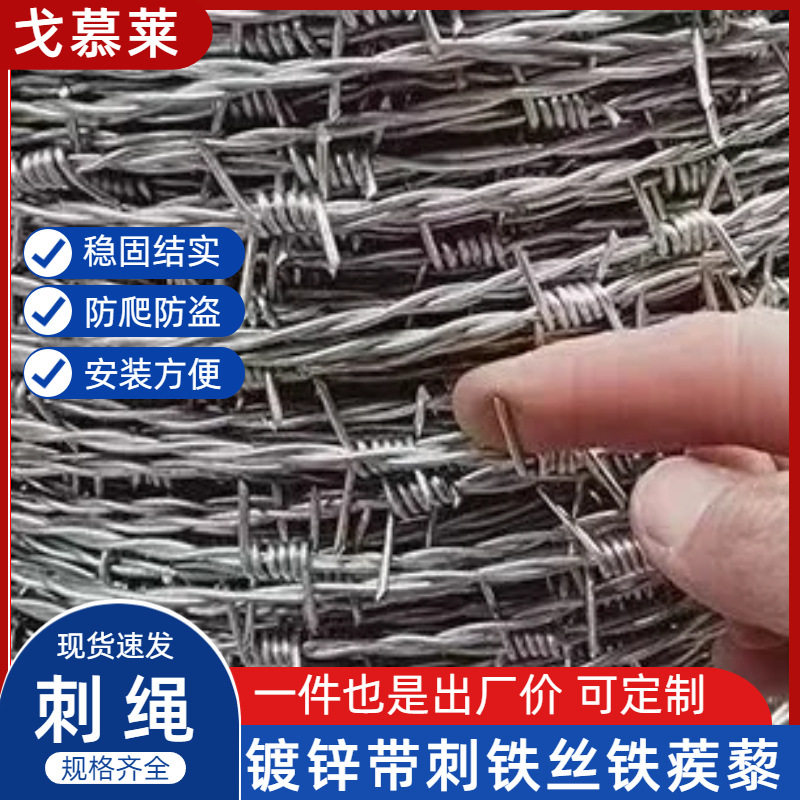 刺绳刺铁丝 刺绳铁龚袭 防盗钢丝刺绳网 刺绳护栏