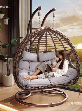 户外吊篮椅秋吊千庭院双人椅家用阳台室内摇网红鸟巢床藤AWI椅吊