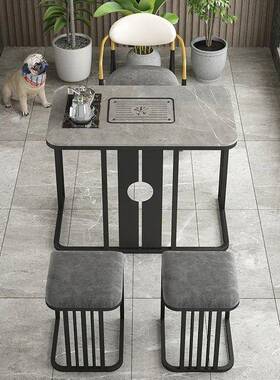 民岩宿酒网红小户店型板茶TPY台茶几闲嵌入式烧水茶盘休桌椅阳台