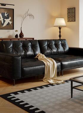 中CHD古风沙发法式复2024新款猫抓皮皮吐司客黑色油古蜡艺沙发厅