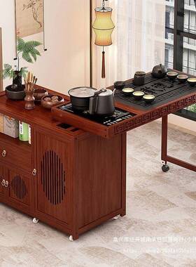 茶台移动旋转小茶桌新中OVV用式茶几家茶水沙边几边柜柜烧水壶一