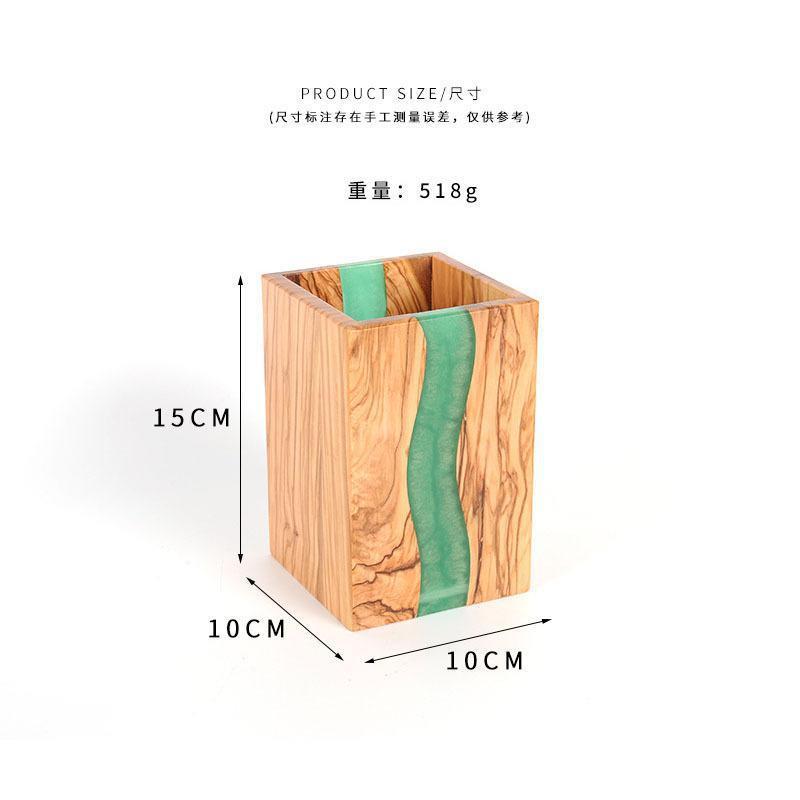橄榄木树脂餐具收A24筒纳筷子笼厨房收实木方形餐具纳亚马逊热盒