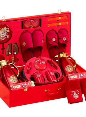 结婚陪嫁物品女方全套娘家箱高档婚礼红色行装李用嫁妆婚FX40943T