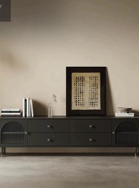 法式实木中古电视柜黑色现风代简款约轻ROX奢客厅视柜2025新地电