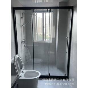 酒店公寓宾馆整530体浴室淋浴房化形玻璃弧钢澡扇隔断洗雨一体封