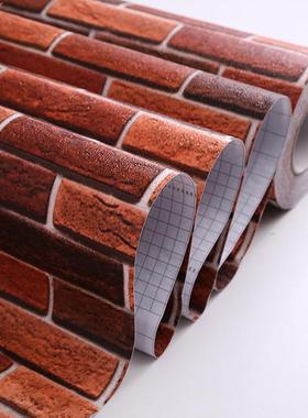 复古红餐砖墙纸砖块饭店仿厅527古砖防头壁纸砖纹水外墙贴纸墙砖