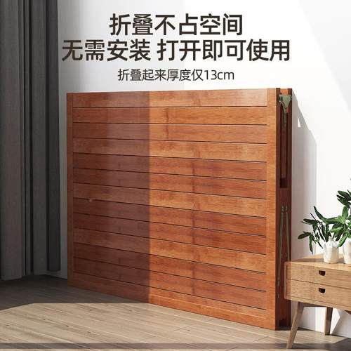竹折床叠床单人双人租zc-2022房家用小简易床成人休床竹子实木硬